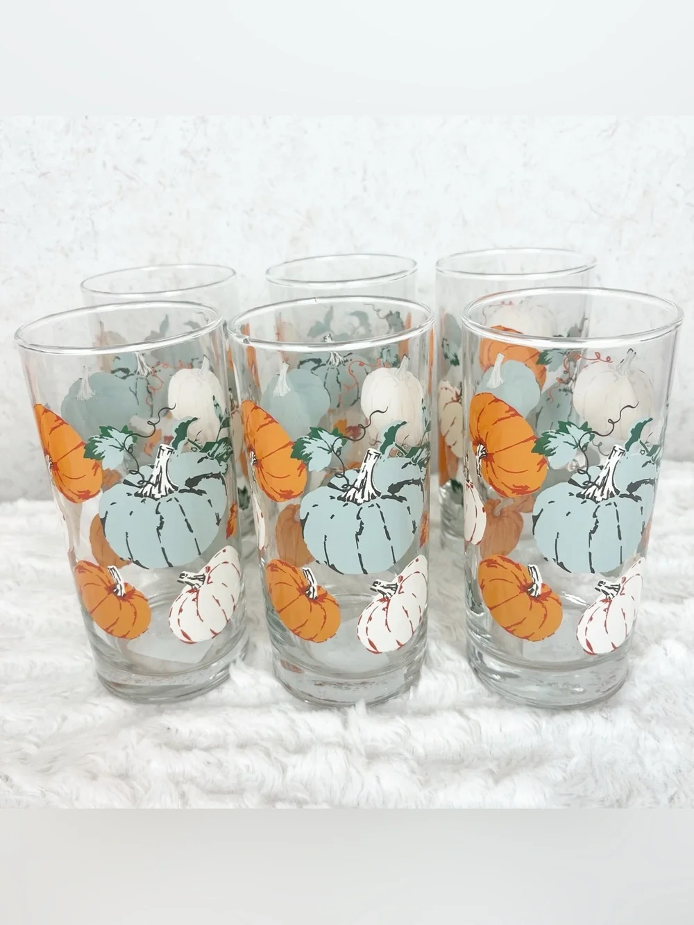 Libbey 6 Color Pumpkins Tumblers Drinking Glasses 16.3 Oz Fall Harvest Autumn